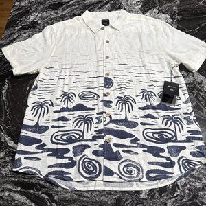 RVCA Wasted Palms SS Woven Shirt  Natural Mens Size Medium NWT $70